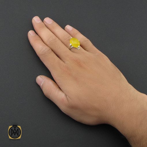 5 انگشتر عقیق زرد با حکاکی شرف الشمس مردانه – کد 8843 - تصویر 5