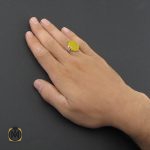 5 انگشتر عقیق زرد با حکاکی شرف الشمس مردانه – کد 8844 - تصویر 5