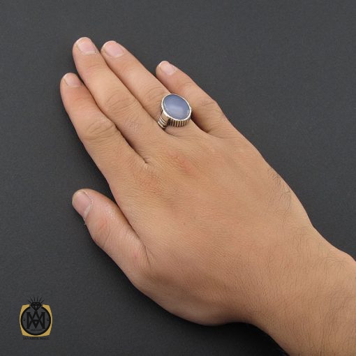 انگشتر عقیق یمن کبود مردانه - کد 8851 - تصویر 5