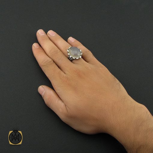 انگشتر عقیق یمن کبود الماس تراش مردانه - کد 8852 - تصویر 5