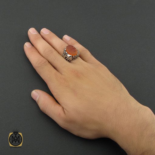 انگشتر عقیق یمن با حکاکی حسبی من هو حسبی مردانه دست ساز - کد 8854 - تصویر 5