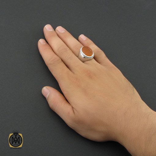 انگشتر عقیق یمن با حکاکی سلام قولا من رب رحيم مردانه  - کد 8857 - تصویر 5