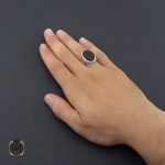 5 انگشتر عقیق جزع یمن با حکاکی حسبی الله مردانه دست ساز - کد 8858 - تصویر 5