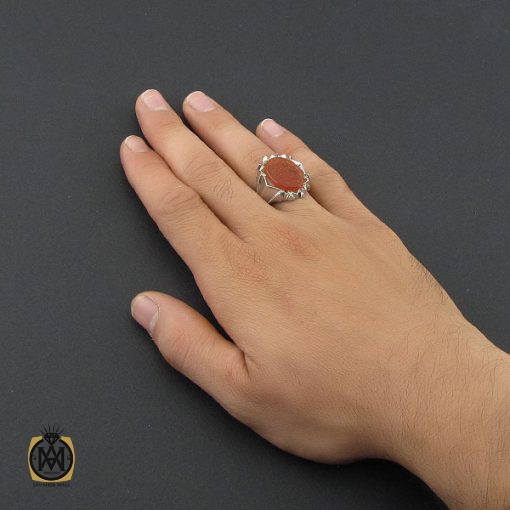 انگشتر عقیق یمن با حکاکی الله و پنج تن مردانه هنر دست استاد شرفیان - کد 8862 - تصویر 5