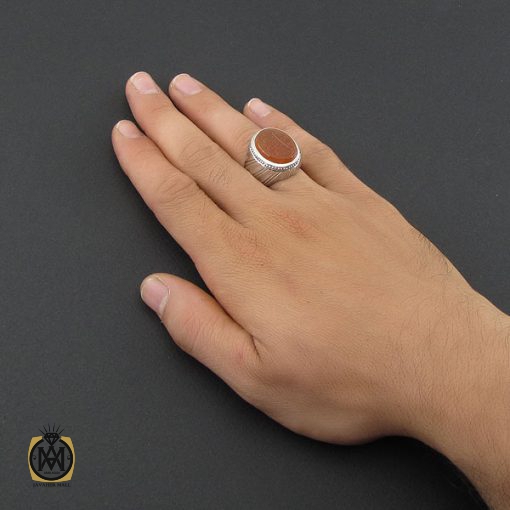 انگشتر عقیق یمن با حکاکی ان الحسین مصباح الهدی و سفینه النجاه مردانه دست ساز - کد 8864 - تصویر 5