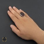 انگشتر عقیق با حکاکی علی و فاطمه مردانه - کد 8868 - تصویر 5