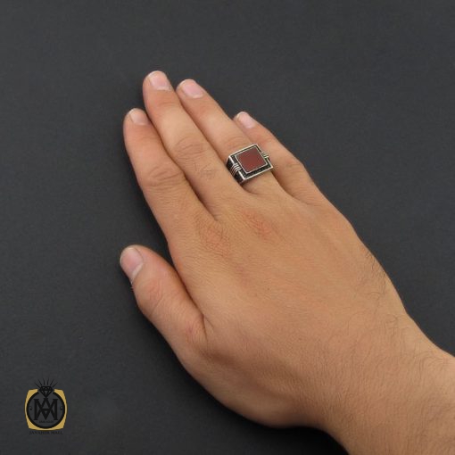 انگشتر عقیق قرمز مردانه - کد 8873 - تصویر 5