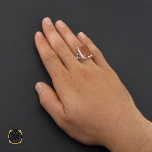 انگشتر عقیق یمن با حکاکی شرف الشمس مردانه دست ساز - کد 8875 - تصویر 5