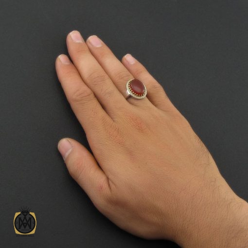 انگشتر عقیق یمن خوش رنگ مردانه - کد 8876 - تصویر 5