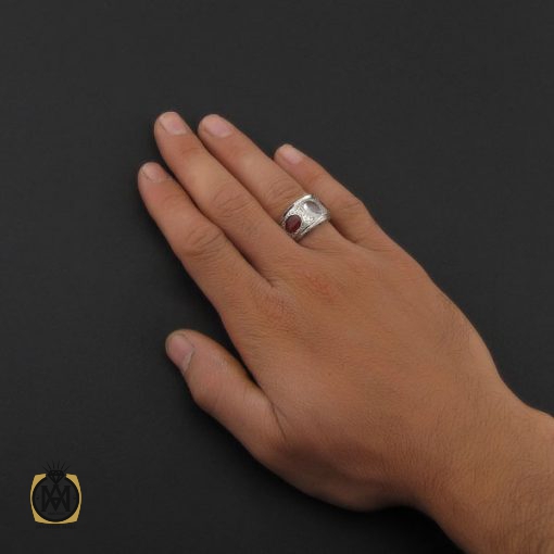 5 انگشتر عقیق یمن، دُر نجف و یاقوت سرخ مردانه دست ساز – کد 8806 - تصویر 5