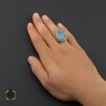 5 انگشتر فیروزه نیشابوری خوش طبع مردانه دست ساز - کد 8885 - تصویر 5