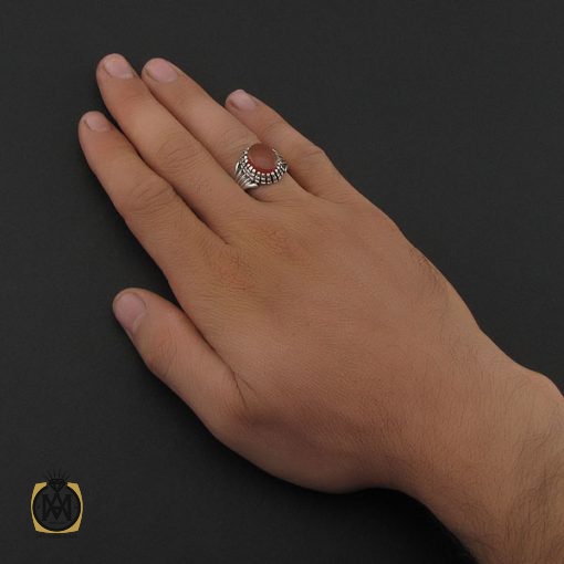 انگشتر عقیق یمن با حکاکی شرف الشمس مردانه - کد 8892 - تصویر 5