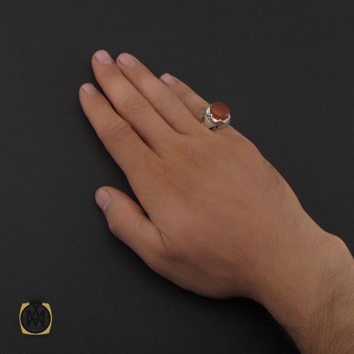 انگشتر عقیق یمن با حکاکی شرف الشمس مردانه - کد 8893 - تصویر 5
