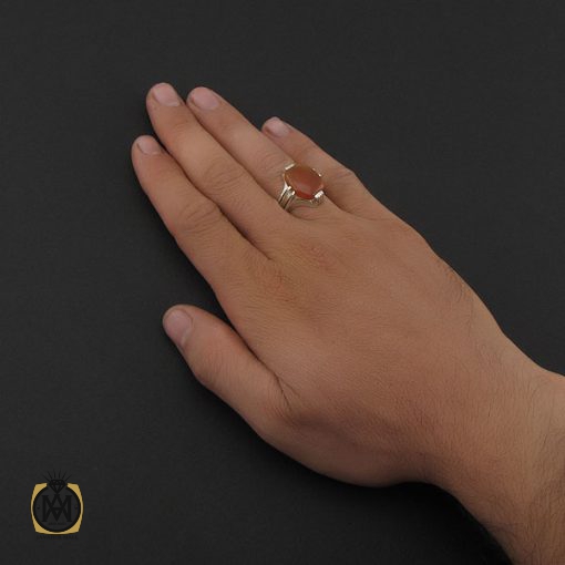 5 انگشتر عقیق یمن با حکاکی شرف الشمس مردانه - کد 8895 - تصویر 5