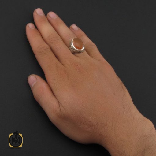 انگشتر عقیق یمن با حکاکی شرف الشمس مردانه - کد 8896 - تصویر 5