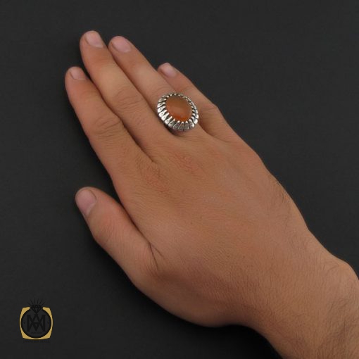 انگشتر عقیق یمن با حکاکی شرف الشمس مردانه - کد 8897 - تصویر 5