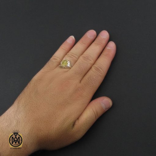 انگشتر یاقوت زرد مردانه دست ساز - کد 8942 - تصویر 6