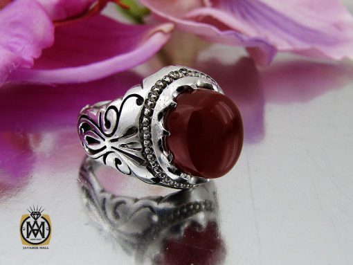 انگشتر عقیق یمن خوش رنگ مردانه دست ساز - کد 10145 - تصویر 6