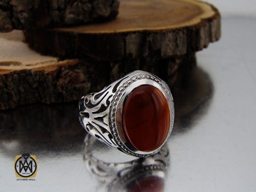انگشتر عقیق یمن خوش رنگ مردانه دست ساز - کد 10146 - تصویر 6