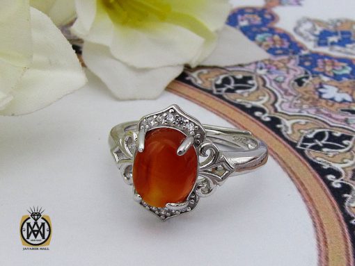 انگشتر عقیق یمن طرح ملودی زنانه - کد 2107 - تصویر 6