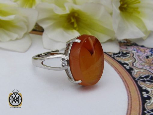 انگشتر عقیق یمن با حکاکی شرف الشمس طرح نوشین زنانه - کد 2113 - تصویر 6