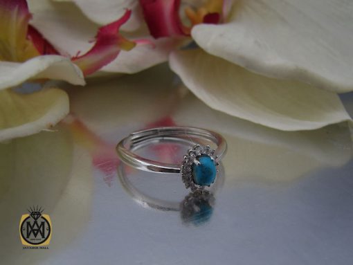 انگشتر فیروزه نیشابور طرح شاپرک زنانه - کد 2121 - تصویر 6