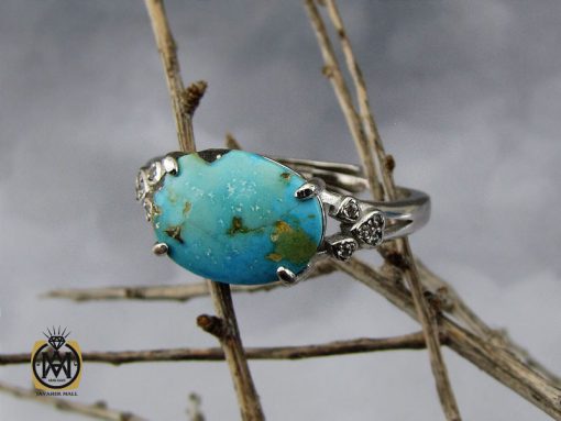 انگشتر فیروزه نیشابور طرح غزل زنانه - کد 2127 - تصویر 6