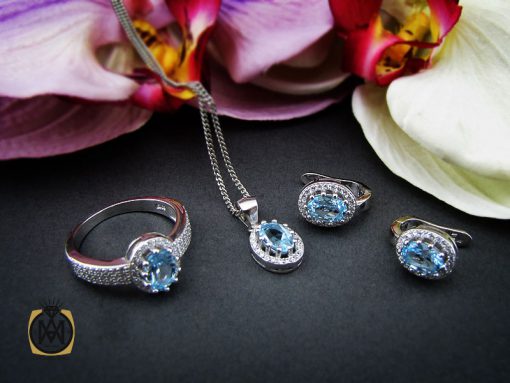 سرویس توپاز آبی طرح چکامه زنانه - کد 7184 - تصویر 10