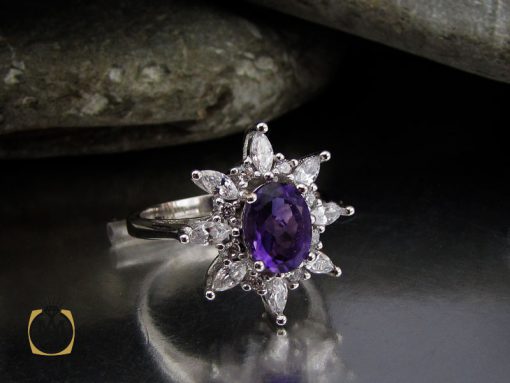 انگشتر آمتیست طرح قاصدک زنانه - کد 2131 - تصویر 6