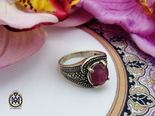 انگشتر یاقوت سرخ طرح شهگل زنانه - کد 2143 - تصویر 6