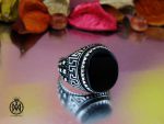 انگشتر عقیق مشکی فانتزی نقره مردانه - کد 10163 - تصویر 6