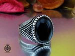 انگشتر عقیق مشکی مردانه اصل و معدنی - کد 10165 - تصویر 6