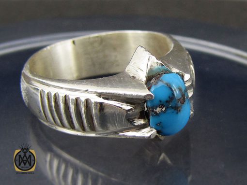 انگشتر فیروزه نیشابوری دست ساز مردانه  - کد 10174 - تصویر 6