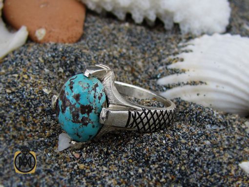 انگشتر فیروزه نیشابوری مردانه  - کد 10176 - تصویر 6