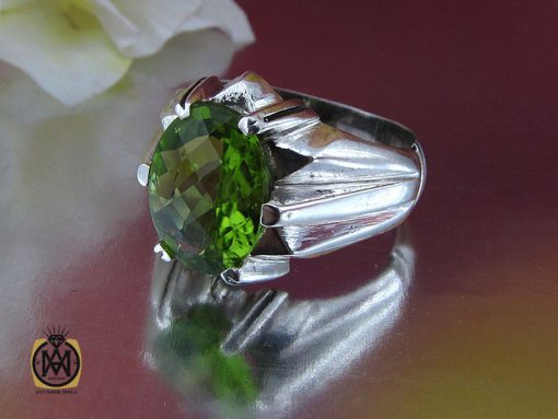 انگشتر زبرجد خوش رنگ مردانه - کد 10091 - تصویر 6