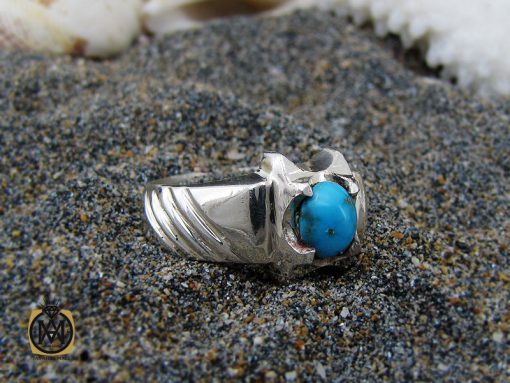 00 انگشتر فیروزه نیشابوری مردانه  - کد 10177 - تصویر 6