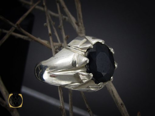 انگشتر یاقوت کبود مردانه مرغوب دست ساز - کد 10182 - تصویر 6