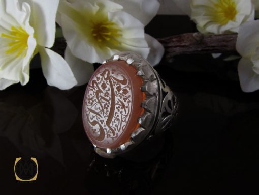 انگشتر عقیق یمن شرف الشمس با حکاکی یا زهرای اطهر مردانه - کد 10184 - تصویر 6