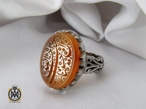 00 انگشتر عقیق یمن با حکاکی احب الله من احب حسینا مردانه - کد 10191 - تصویر 6