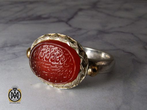 00 انگشتر عقیق یمن با حکاکی ومن یتق الله مردانه - کد 10192 - تصویر 6