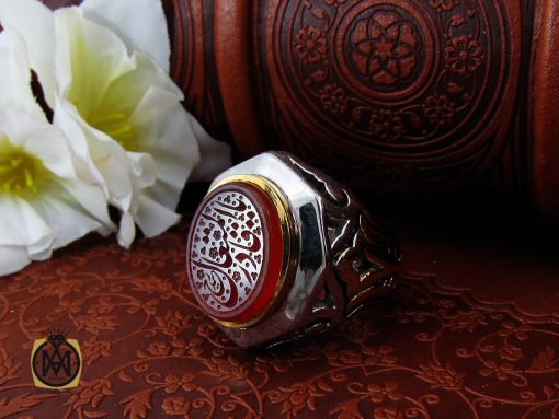 انگشتر عقیق یمن با حکاکی یا قادر المتعال مردانه - کد 10196 - تصویر 6