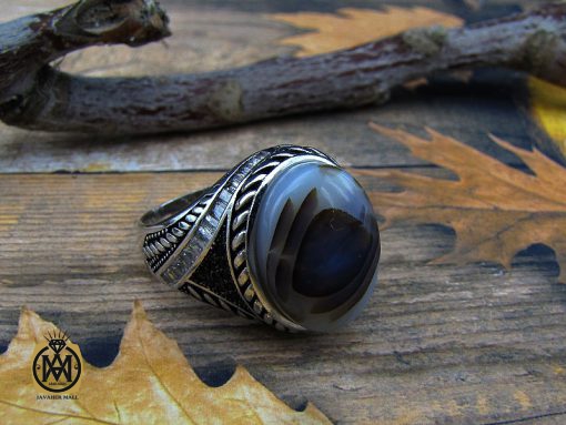 انگشتر عقیق شجر مردانه - کد 10093 - تصویر 6