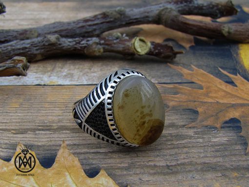 انگشتر عقیق شجر مردانه - کد 10094 - تصویر 6