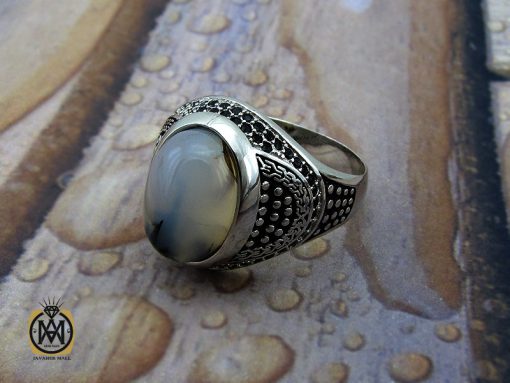 00 انگشتر عقیق شجر مردانه - کد 10097 - تصویر 6