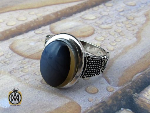 00 انگشتر عقیق سلیمانی مردانه - کد 10100 - تصویر 6