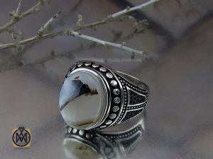 00 انگشتر عقیق شجر مردانه خوش نقش - کد 10102 - تصویر 6