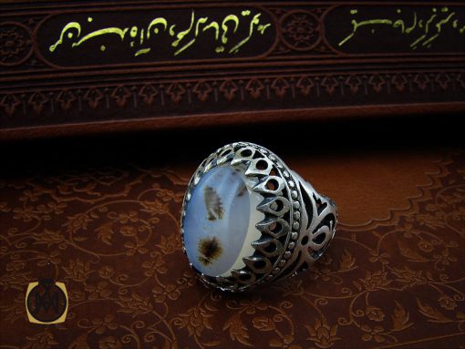 انگشتر عقیق شجر مردانه خوش نقش - کد 10104 - تصویر 6