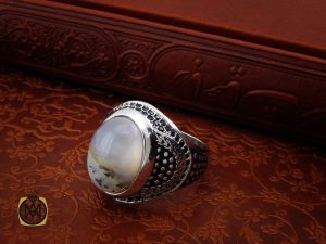 انگشتر عقیق شجر مردانه خوش نقش - کد 10105 - تصویر 6