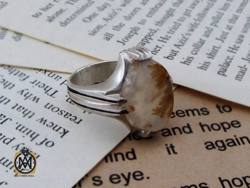 انگشتر عقیق شجر مردانه خوش نقش - کد 10106 - تصویر 6