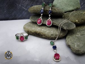 00 سرویس یاقوت سرخ، یاقوت کبود و زمرد طرح بهاره زنانه - کد 7131 - تصویر 9
